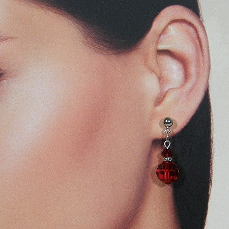 Zilveren Swarovski robijn kristallen oorhanger