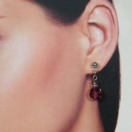 Zilveren Swarovski amethist kristallen oorhanger