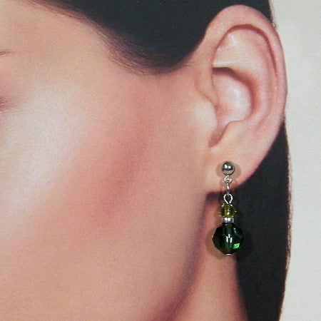 Zilveren Swarovski smaragd kristallen oorhanger