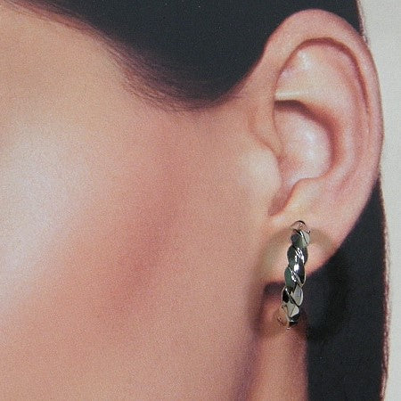 Zilveren half gevlochten creool oorring