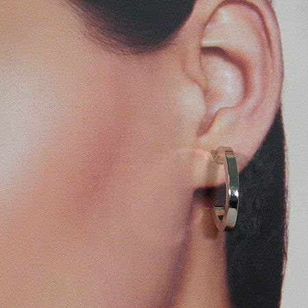 Zilveren Franse vierkante open creool oorbel