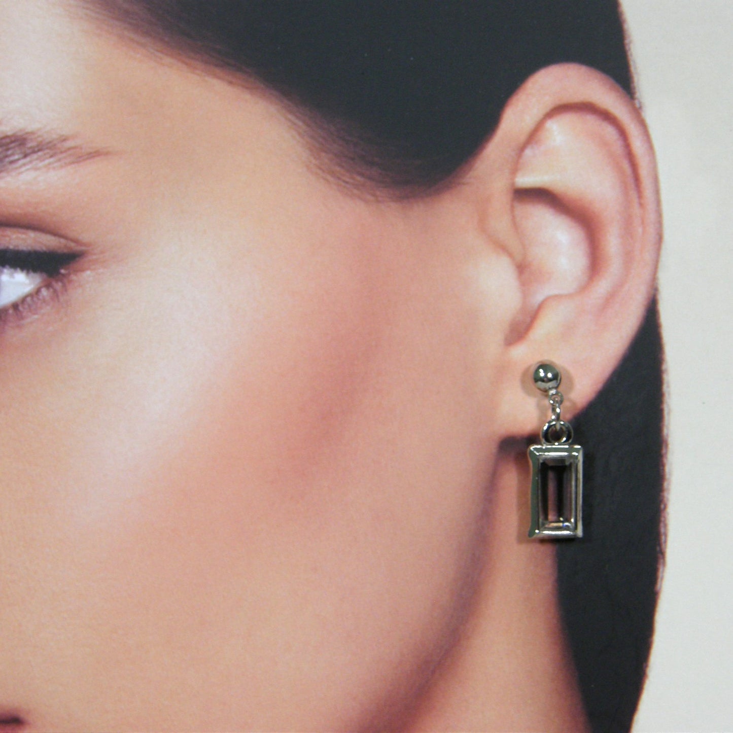 Zilveren heldere kristallen Markies geslepen oorhanger