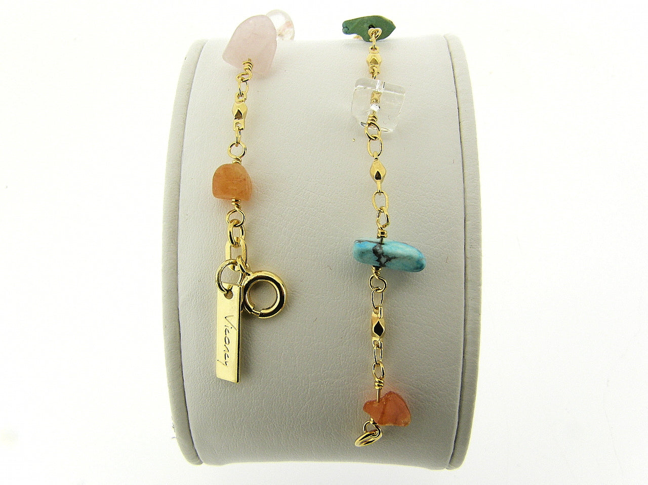 Gouden halsketting met gekleurde split edelsteentjes