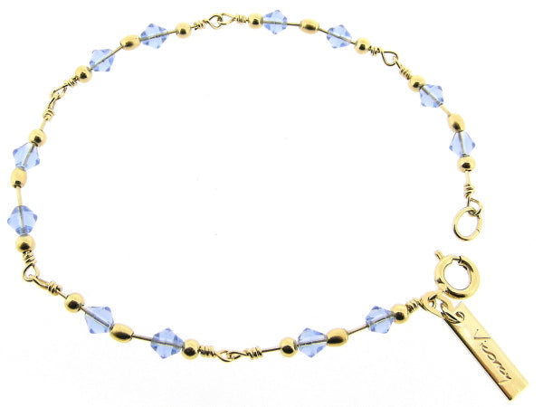 Gouden armbandje met saffier Swarovski kristallen