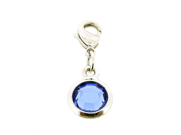 Zilveren bedeltje met Swarovski saffier kristal