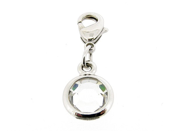 Zilveren bedeltje met heldere Swarovski kristal