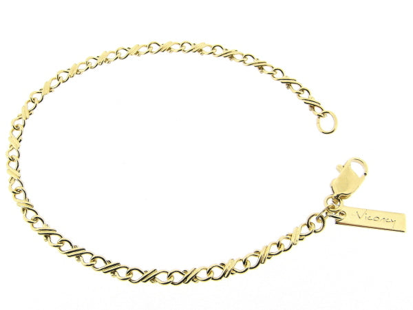 Gouden armbandje met fantasie dubbele koningsschakeltjes