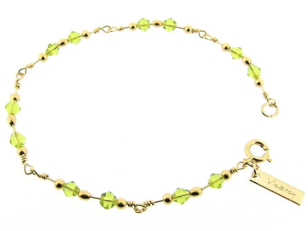 Gouden armbandje met Peridoot Olivijn Swarovski kristallen