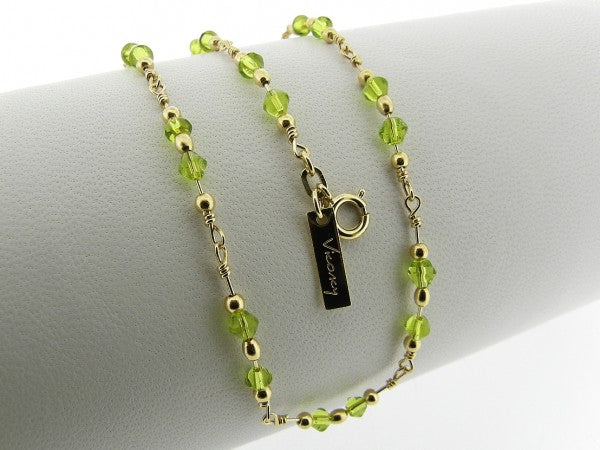 Gouden halsketting met peridoot Olivijn Swarovski kristallen