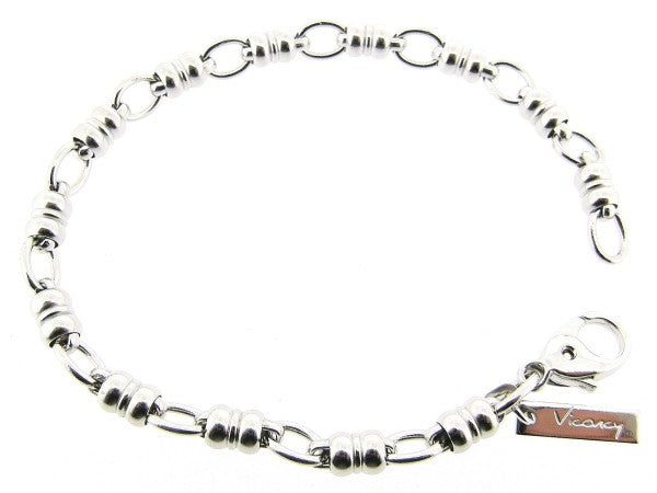 Zilveren armband met fantasie mode schakeltjes en karabijn sluiting