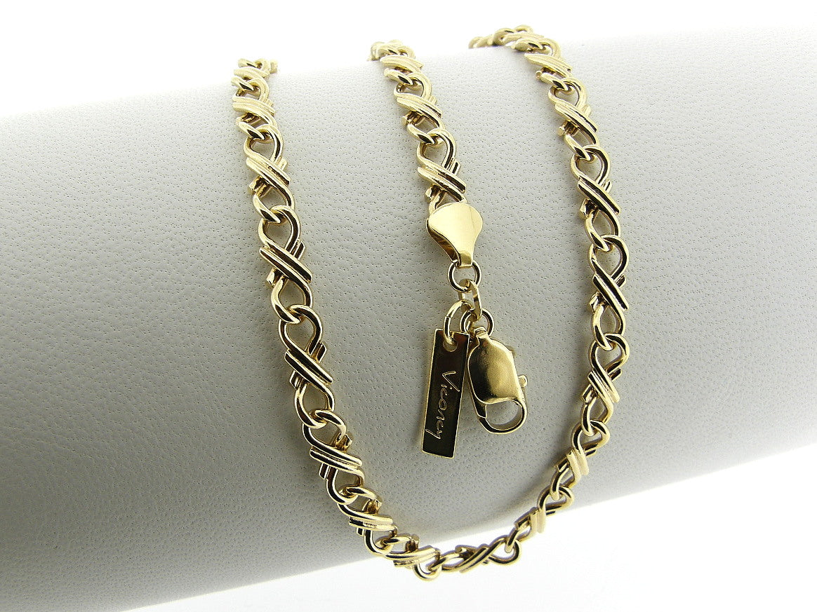 Gouden halsketting met fantasie koningsschakel