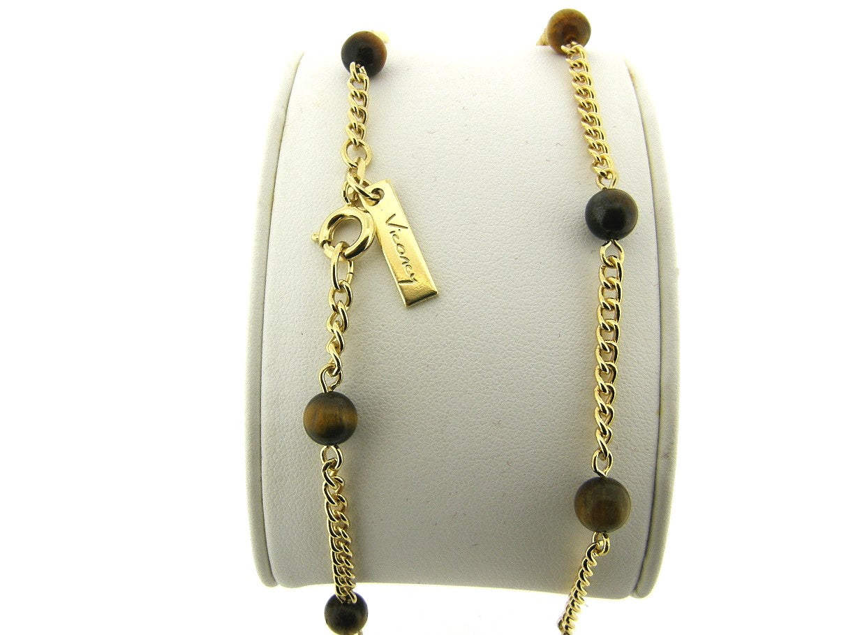 Gouden gourmet collier met tijgeroog edelsteentjes