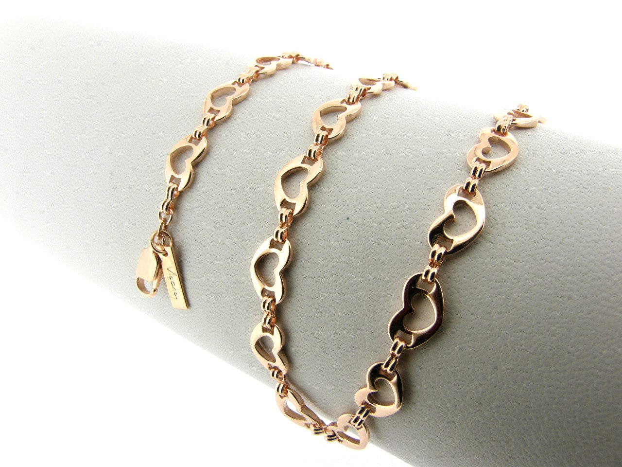 Rosé gouden hartjes schakel collier