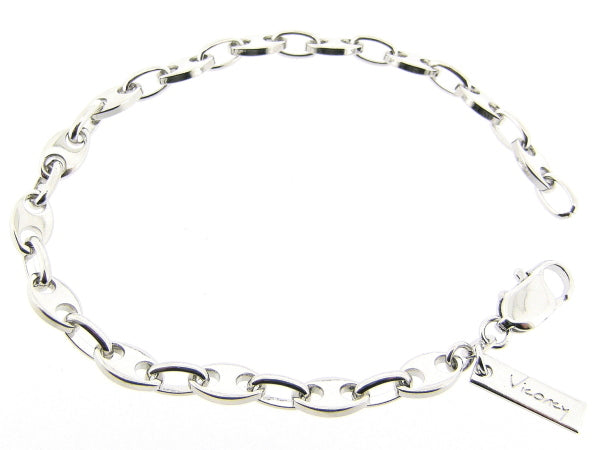 Zilveren armband met hoogglanzende anker schakeltjes