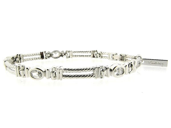 Zilveren armband met Zirkonia steentjes en kabel schakel