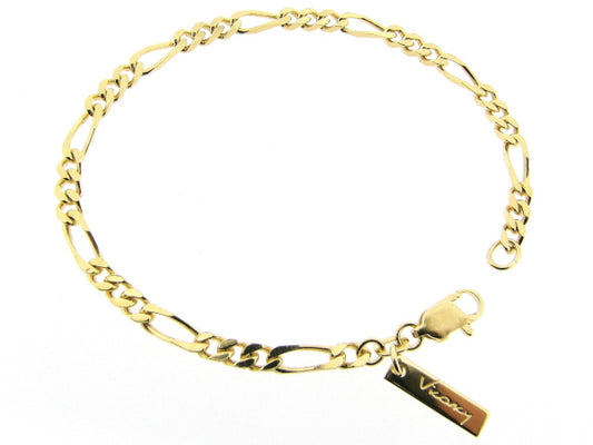 Gouden armbandje met figaro schakeltjes en beiden zijden diamant geslepen