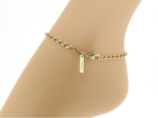 Gouden enkelbandje close for ever schakeltjes en gediamanteerd open motief