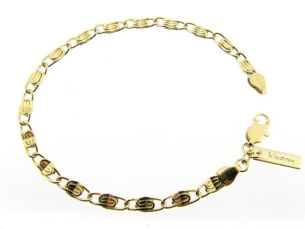 Gouden armbandje met fantasie open gewerkte koningsschakeltjes