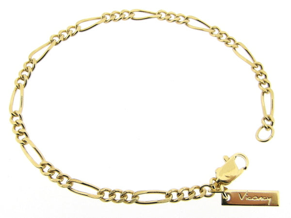 Gouden armbandje met figaro schakeltjes aan beiden zijden vlak geslepen