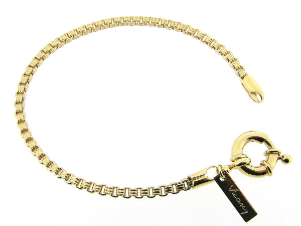 Gouden armbandje met Venetiaanse schakeltjes en grote veersluiting