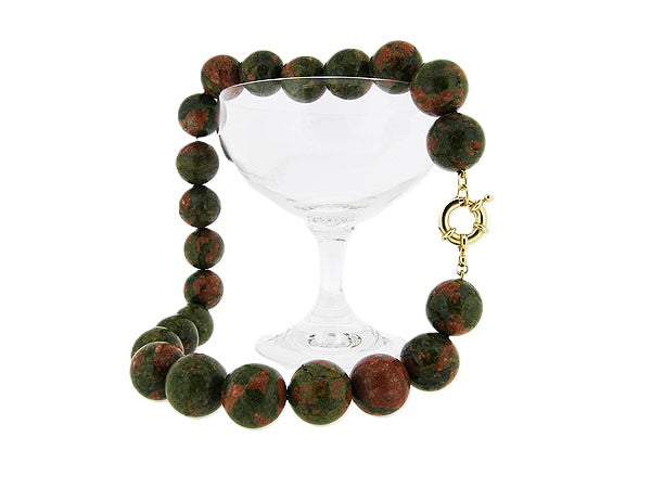 Hoogglanzende Unakiet handgeknoopte edelsteen collier