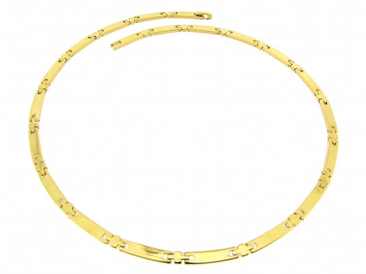 Gouden halsketting mode blok schakel collier