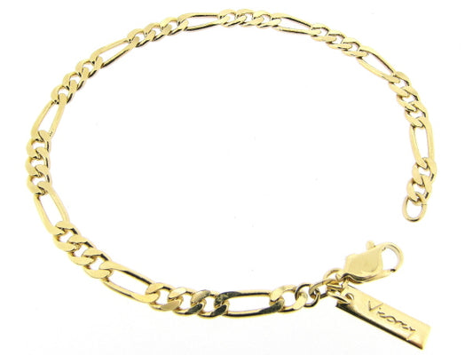 Gouden armbandje met figaro schakeltjes en beiden zijden gediamanteerd geslepen