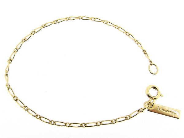 Gouden armbandje met mini fantasie figaro ketting met kleine schakeltjes