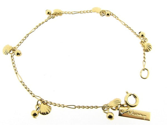 Gouden armbandje met fantasie figaro schakeltjes en kleine schelpjes