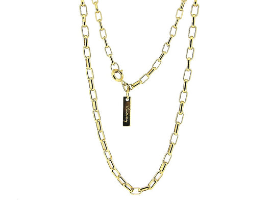 Gouden halsketting collier met kleine vierkante close for ever schakeltjes