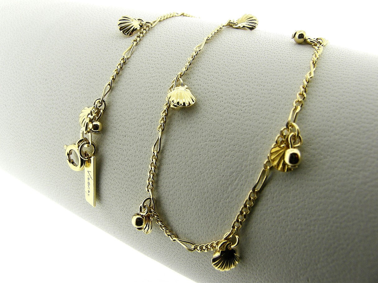 Gouden fantasie figaro ketting met kleine schelpjes