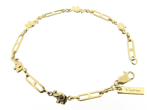 Gouden armbandje met fantasie olifantjes geschakelde ketting