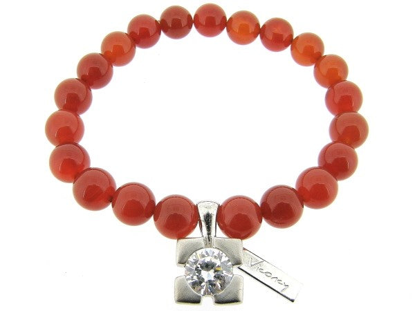 Rekarmband met Carneool edelstenen en zilver bedeltje