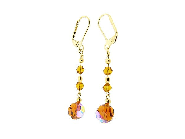 Lange oorhanger met Swarovski Topaas kristallen