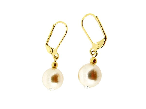 Parel oorhanger met ingelegde Strass kristallen