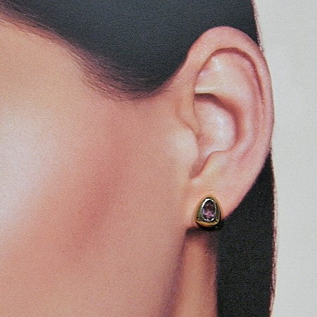 Rosé gouden oorknop met Amethist kristallen