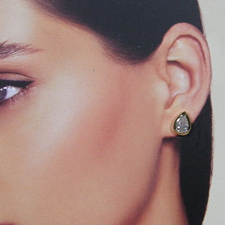 Rosé gouden ovale zirconia oorsteker