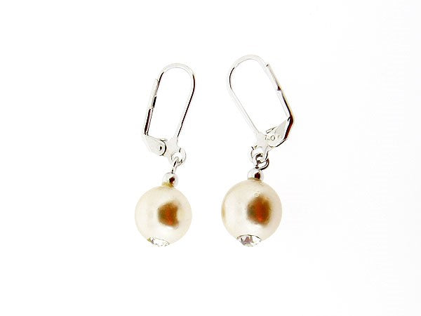 Parel oorhanger ingelegd met Swarovski kristallen