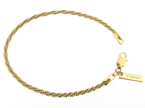 Gouden armbandje met fragiel gediamanteerde Singapore ketting