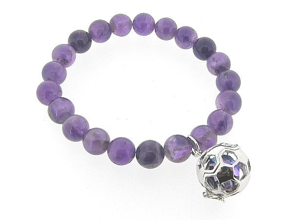 Rekarmband met donkere Amethist edelstenen en voetbal