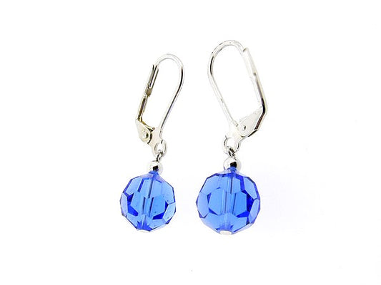 Zilveren saffier kristallen Franse oorhanger