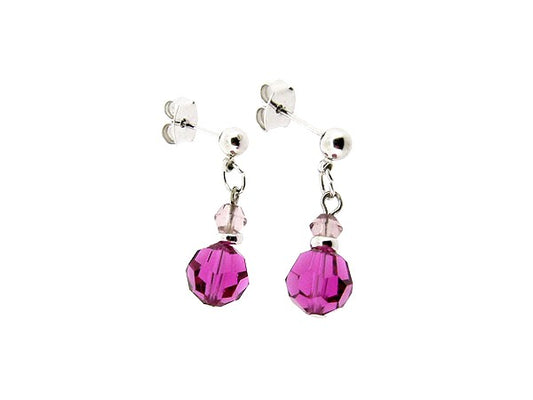 Zilveren Swarovski amethist kristallen oorhanger