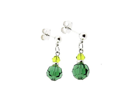 Zilveren Swarovski smaragd kristallen oorhanger