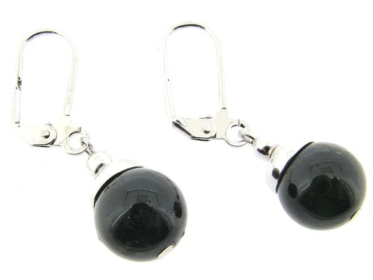 Onyx edelsteen oorbel met Franse oorhanger