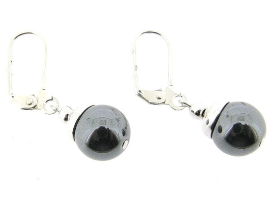 Zilveren oorhanger Hematiet edelsteen