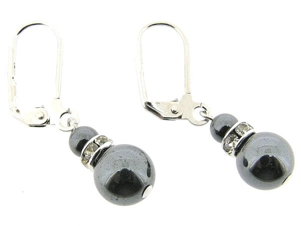 Zilveren oorhanger Hematiet edelsteen