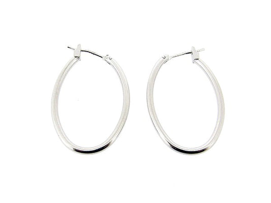 Zilveren ovale creool oorhanger