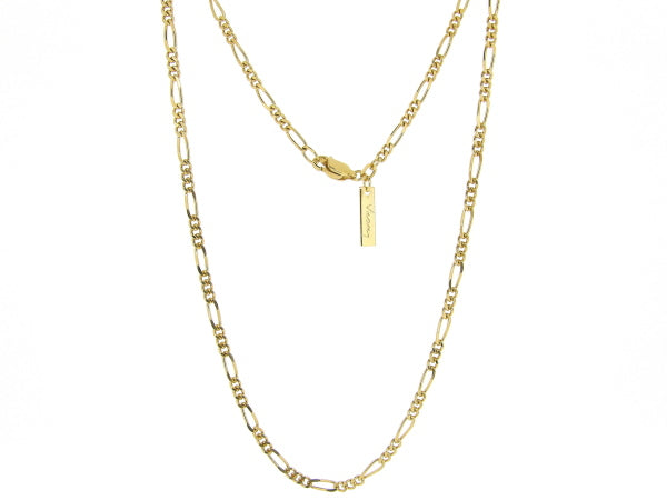 Gouden halsketting figaro collier vlak gediamanteerd geslepen