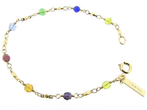 Gouden armbandje met gekleurde Swarovski kristallen