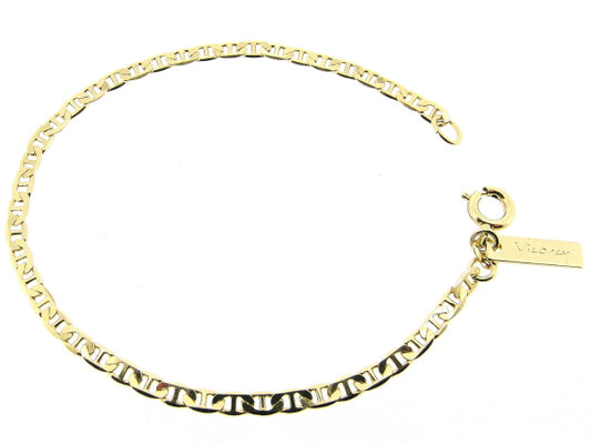 Gouden armbandje met fragiel platte hoogglanzende gourmet schakeltjes